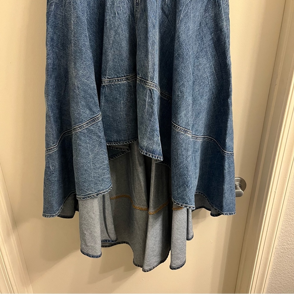 Alice + Olivia Jeans Donella High Low Denim Skirt Brooklyn Blue Size 25 - Picture 6 of 14